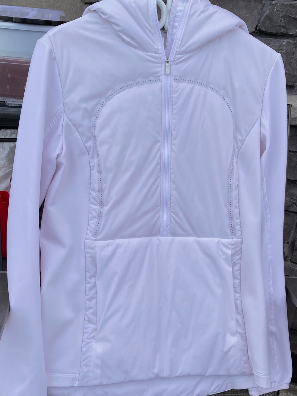 lululemon athletica White Hooded Half-Zip Pullover